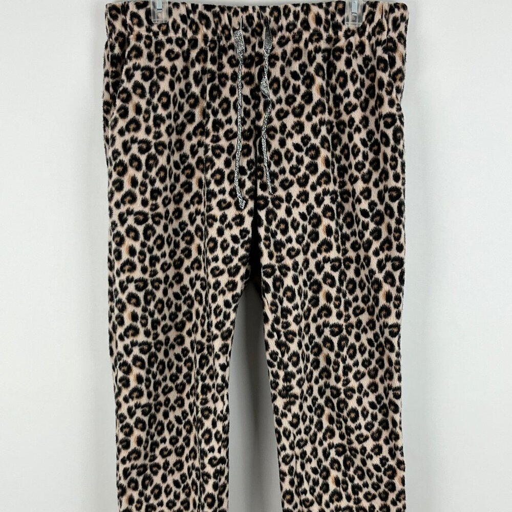 George Sweatpants Size L Beige Brown Animal Print Elastic Waist 32-36in Inseam30